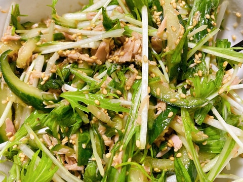 簡単！水菜ときゅうりの中華風サラダ